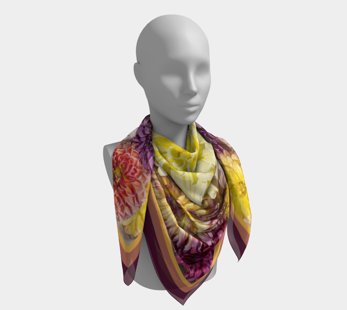 Dahlias square scarf preview #4
