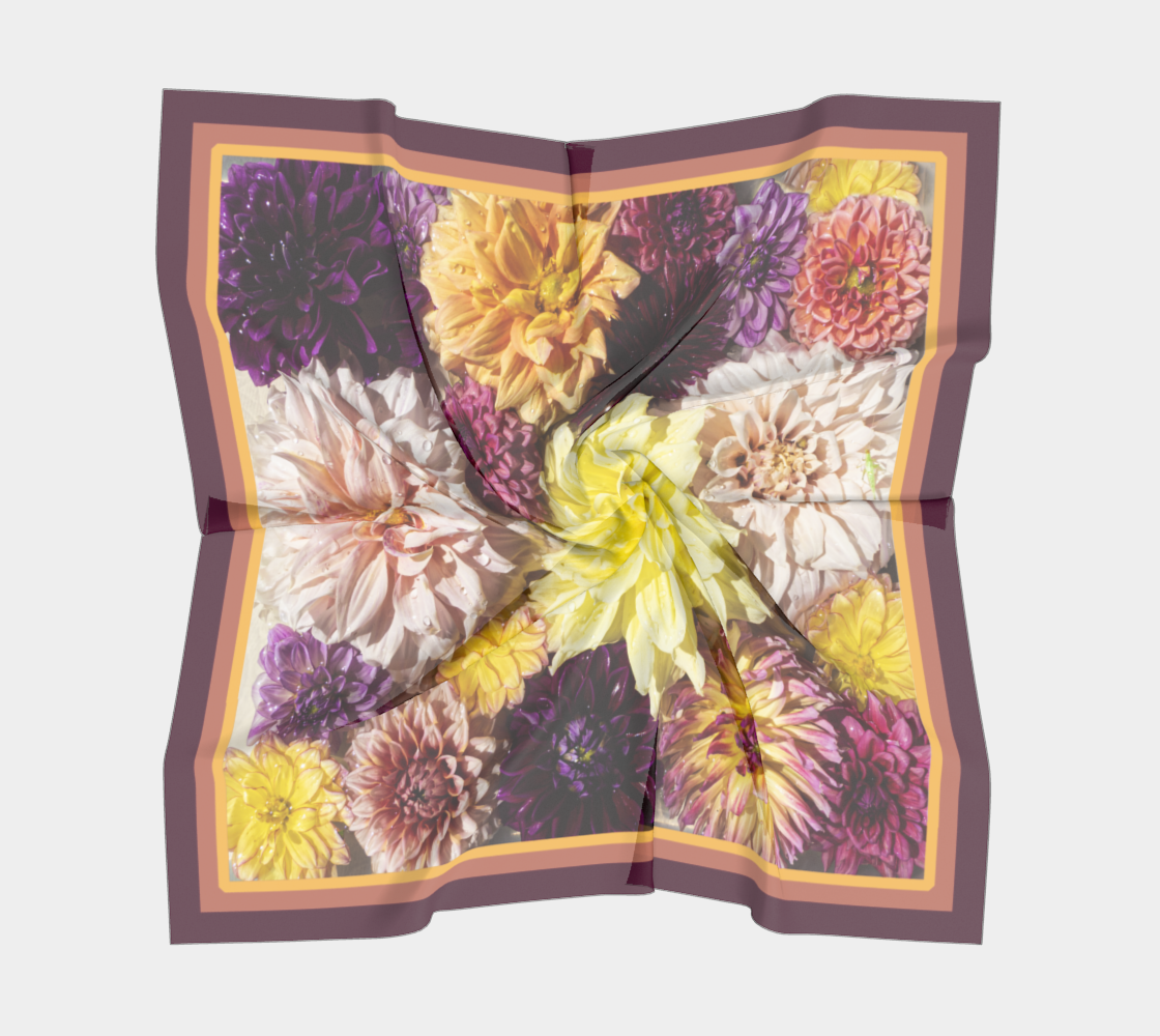 Dahlias square scarf preview #5