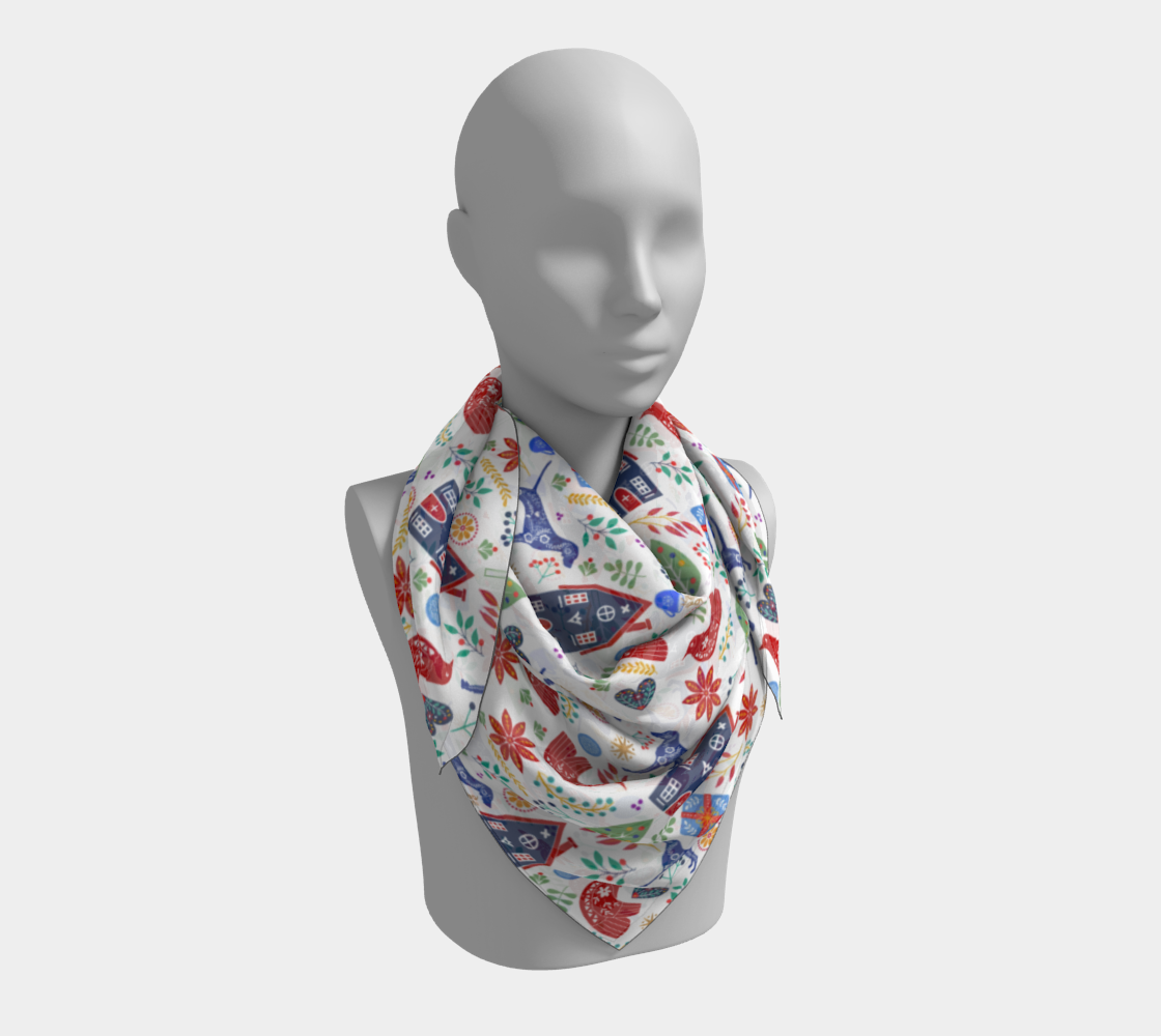 Aperçu de Blue Weimaraner Scandinavian Holidays square scarf #3