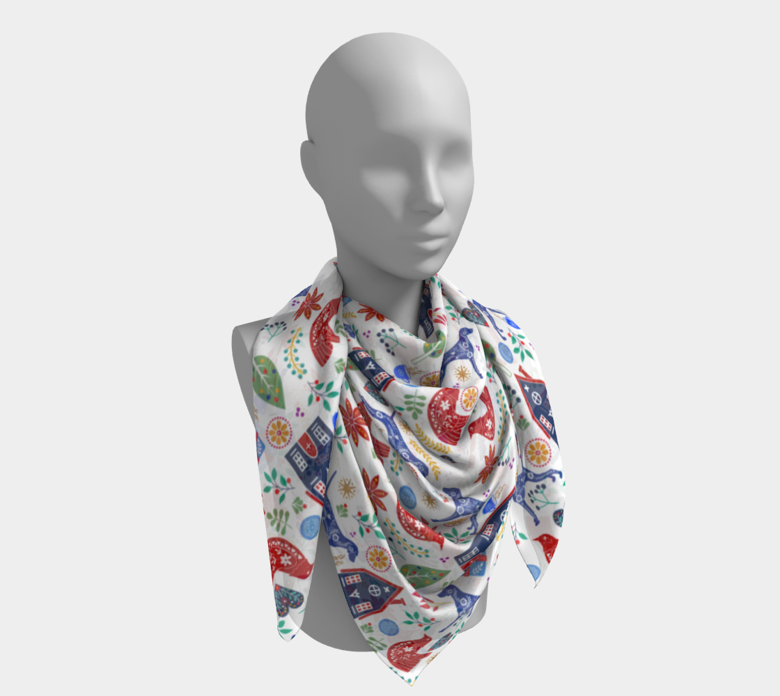 Aperçu de Blue Weimaraner Scandinavian Holidays square scarf #4