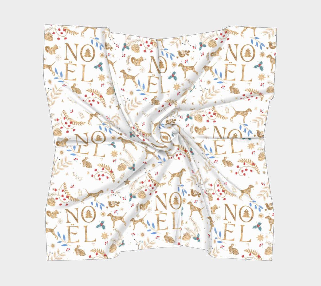 Noël Golden Weimaraners on white square scarf preview #5