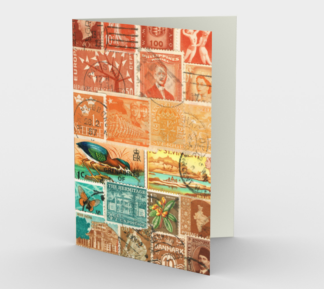 Aperçu de Sunset Heron - Postage Stamp Note Card