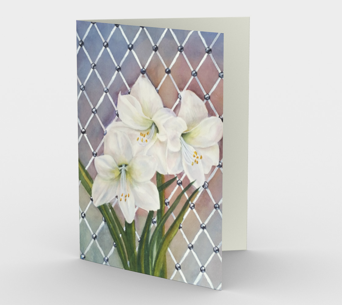 White Amaryllis Flowers Greeting Card aperçu