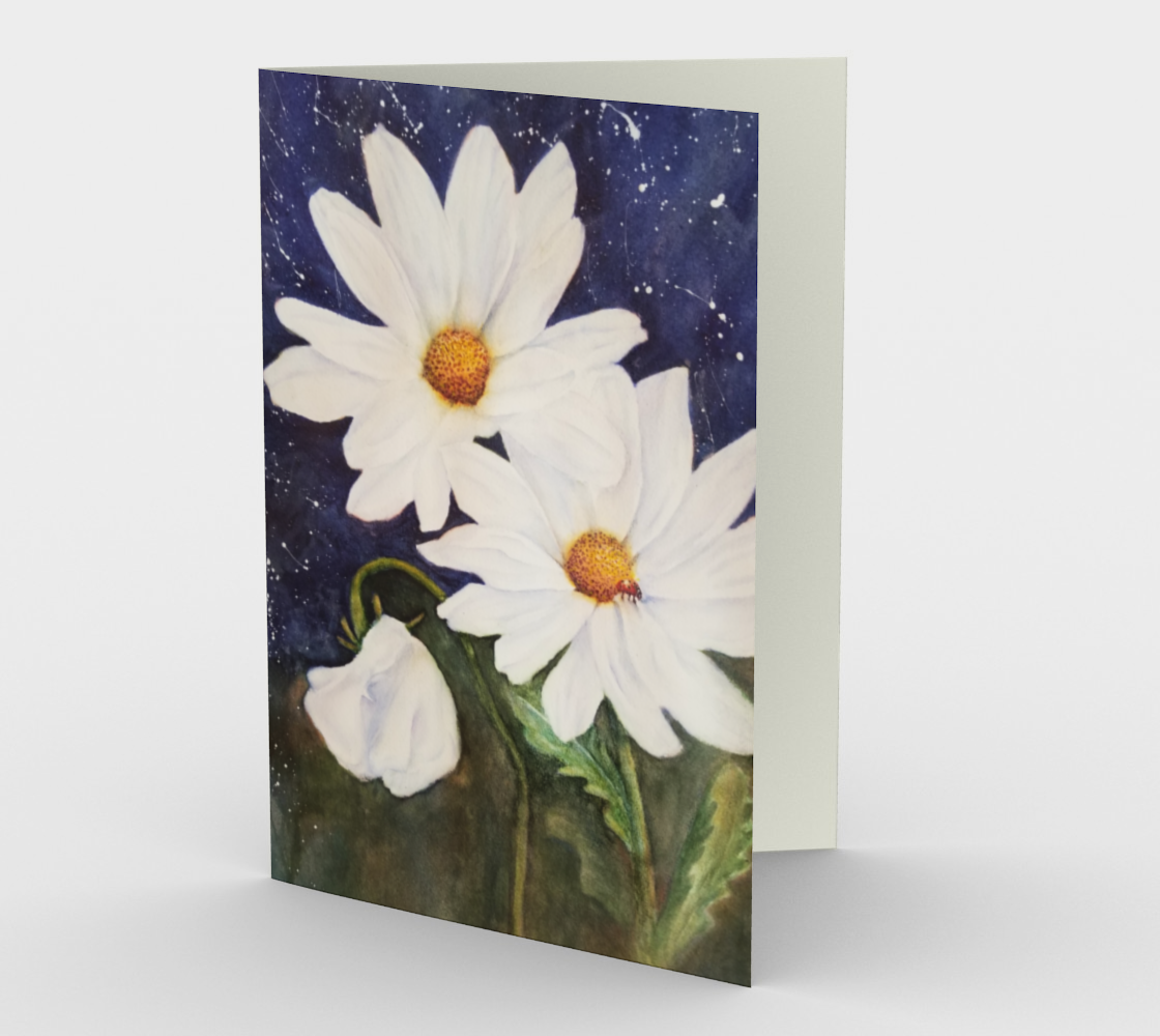 White Daisies and Sweet Pea Greeting Card aperçu