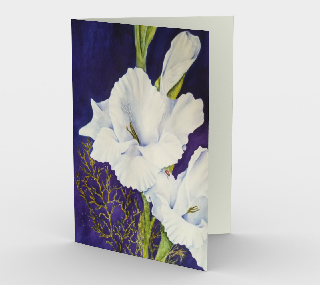 White Gladiola Flowers Greeting Card aperçu