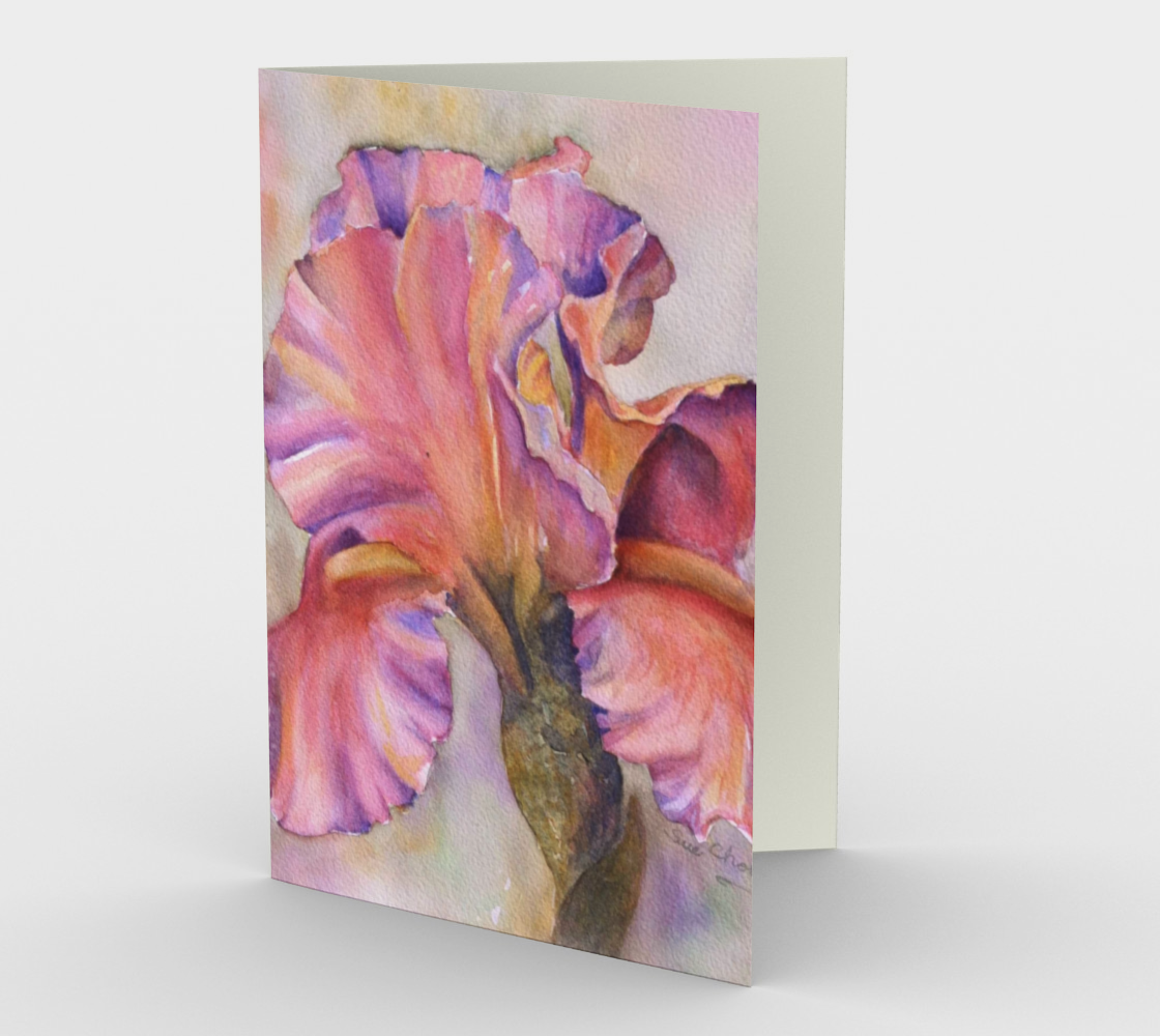Colorful Pink Iris Flower Greeting Card aperçu