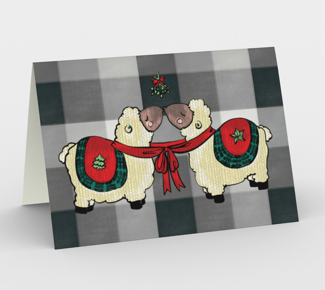 Kissing  Alpaca Holiday Cards aperçu