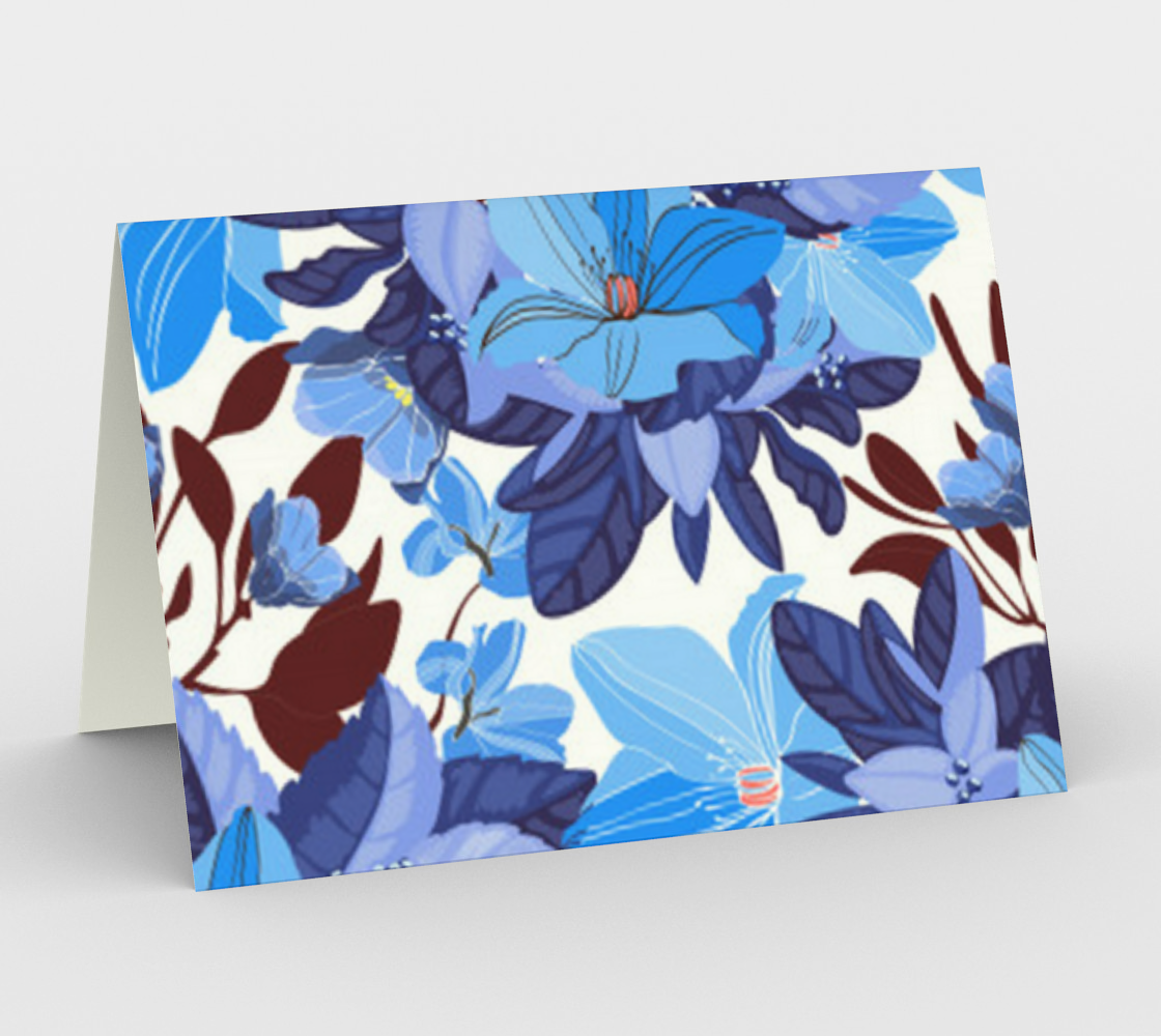 Blue Floral Blank Card aperçu