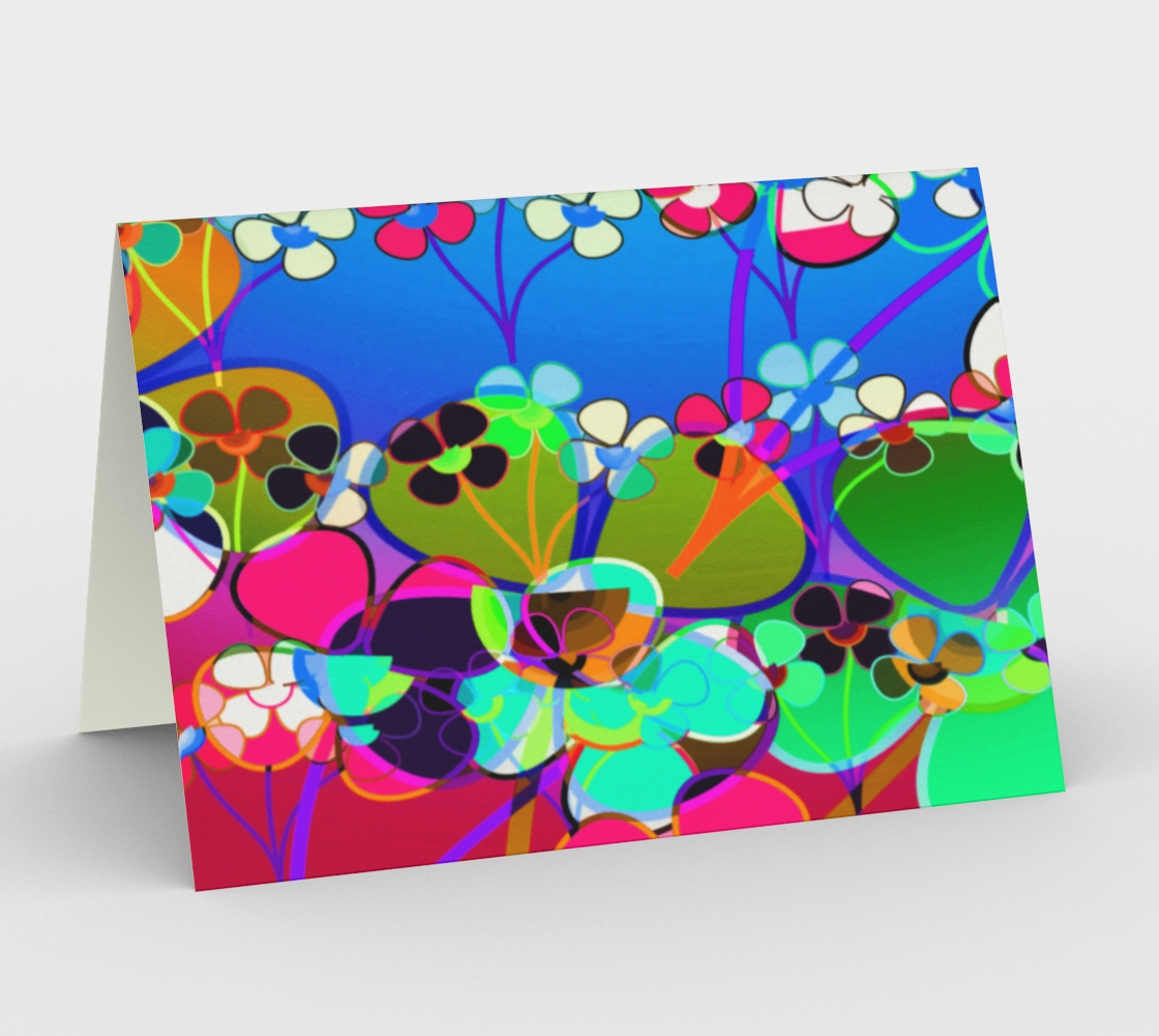 Aperçu de Abstract Colorful Flower Blue Background Art Card, AWSD 