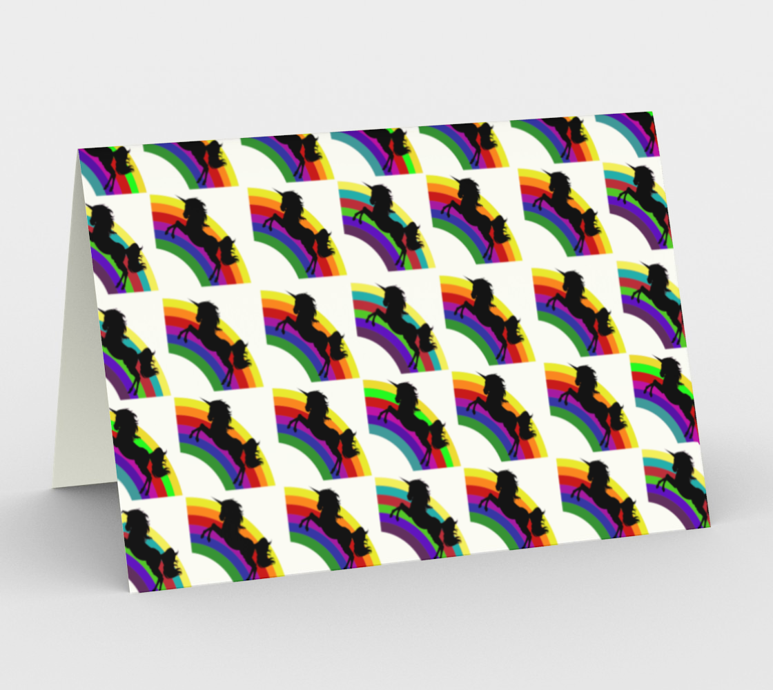 Aperçu de Black Unicorn and Rainbow Greeting Card, AWSD