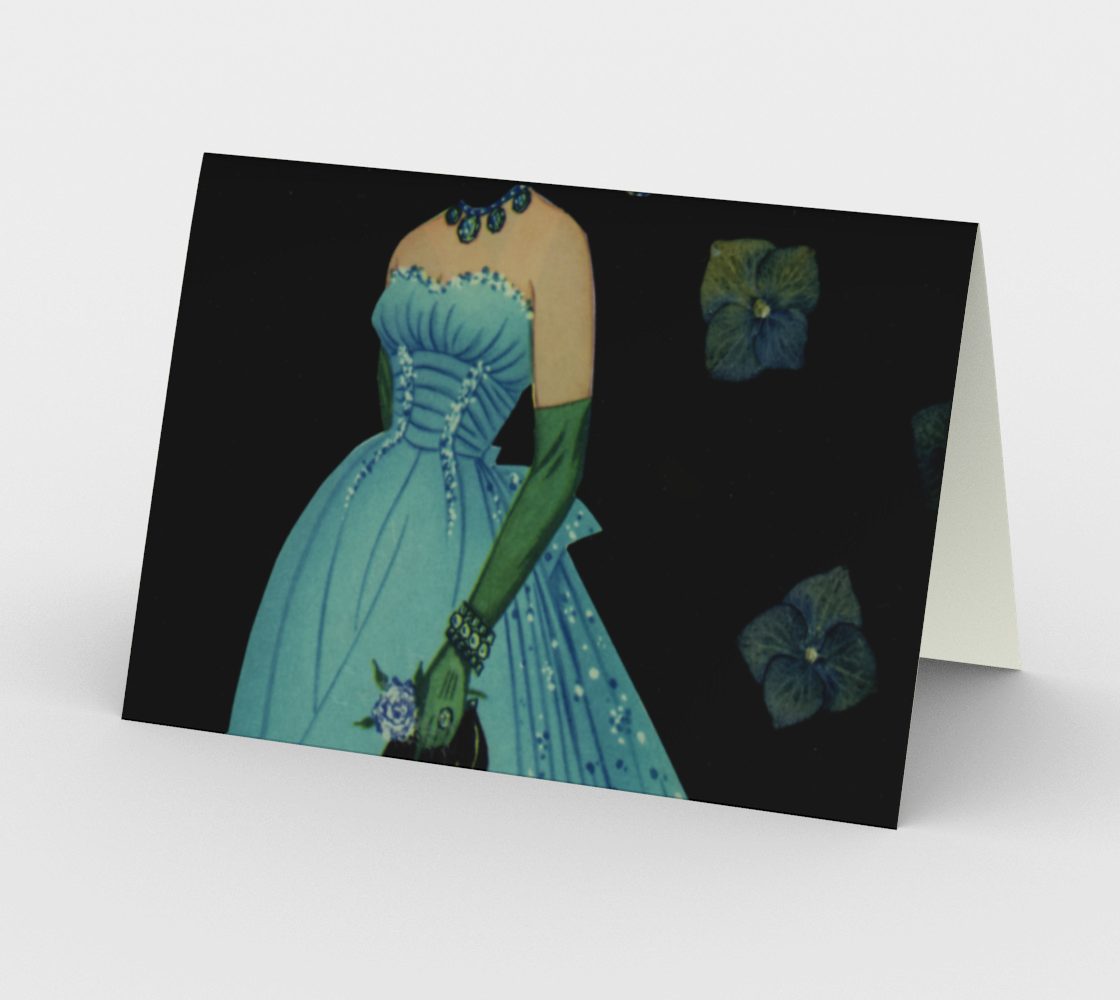 Aperçu de Stationery Card * Blue Hydrangea Paper Doll Dress Greeting Cards * Floral Note Card #2