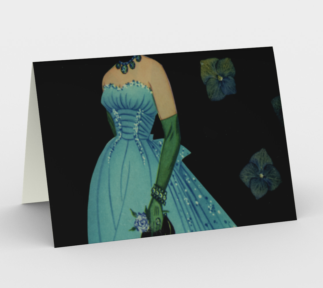 Stationery Card * Blue Hydrangea Paper Doll Dress Greeting Cards * Floral Note Card preview