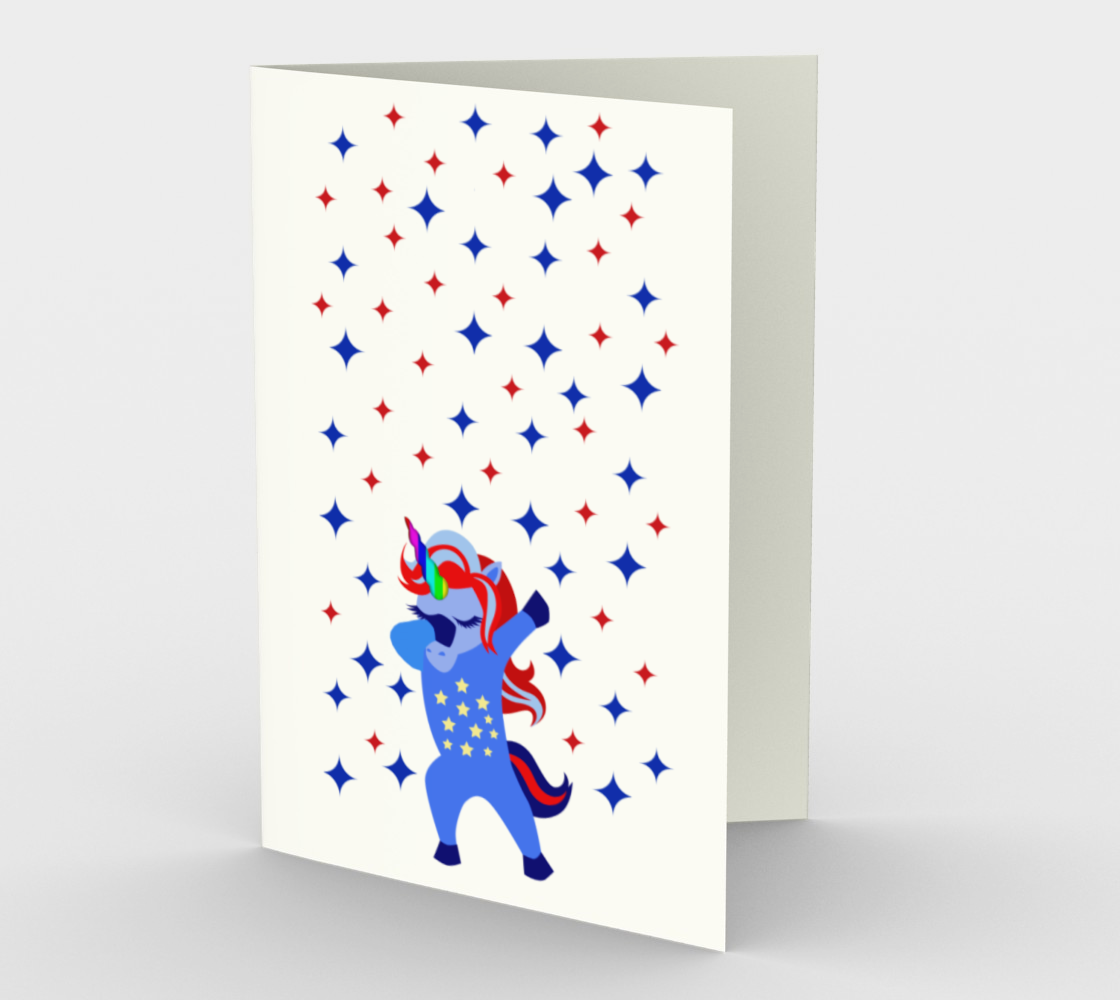 Aperçu de Dabbing American Unicorn Stars White Card, AWSD