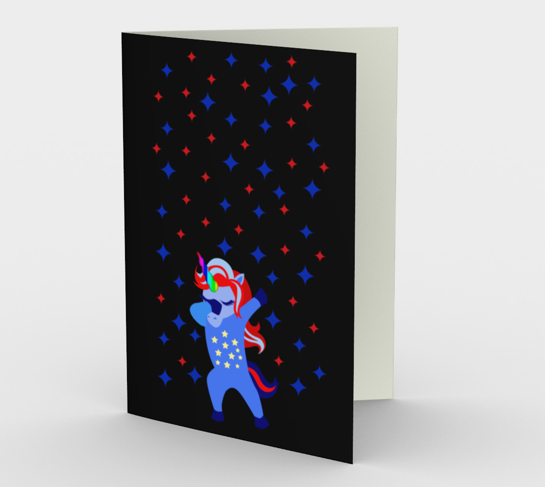 Aperçu de Dabbing American Unicorn Stars Black Card, AWSD