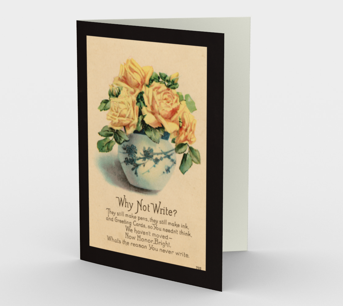 Aperçu de Greeting Cards * Vintage Roses Why Not Write Post Card Printed in Portrait*Blank Greeting Cards Stationery