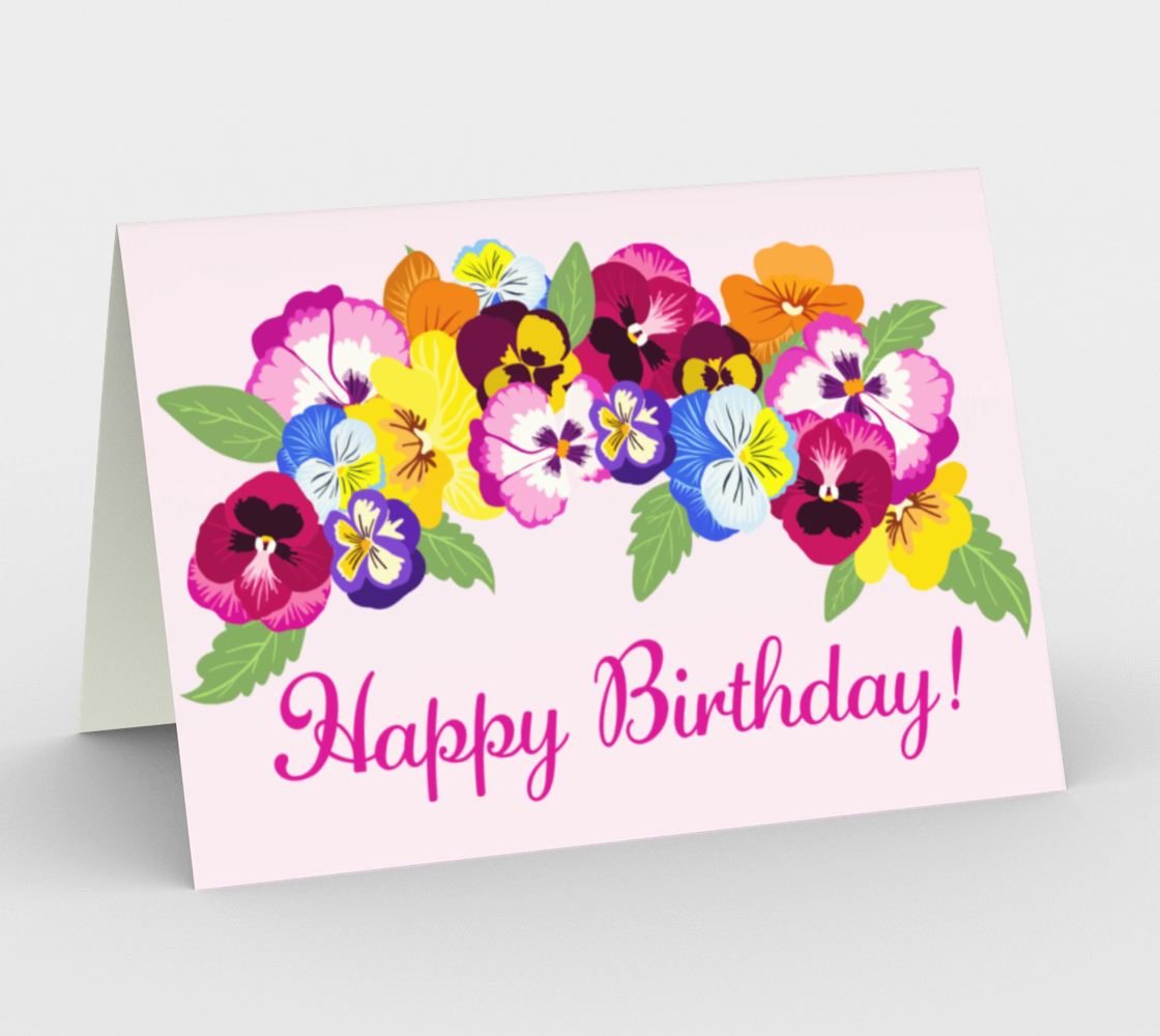 (Set of 3) Pansies  Birthday Cards preview