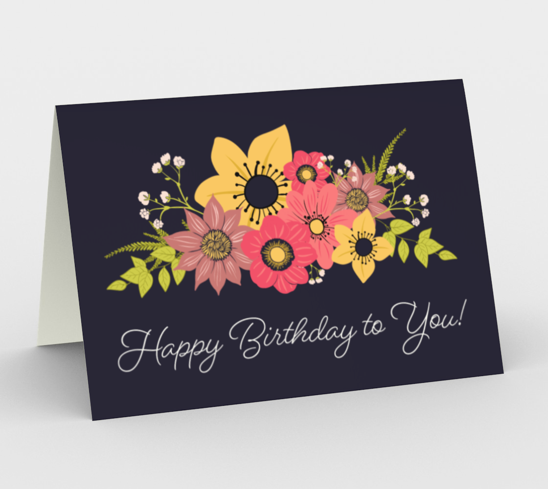 Yellow & Pink Blooms Birthday Card preview