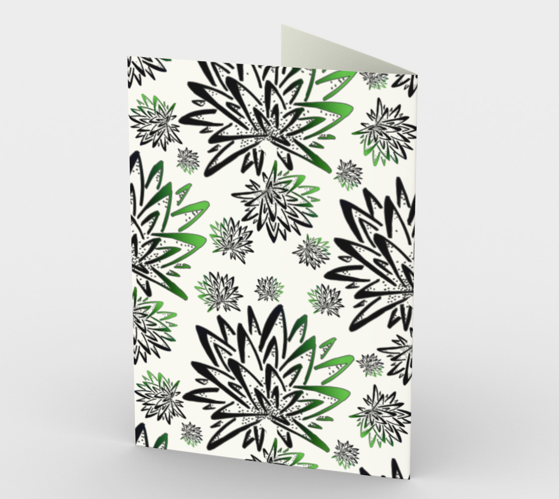 Aperçu de Abstract Green Thistles Pattern Stationery Card #2
