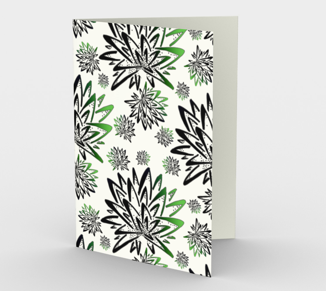Aperçu de Abstract Green Thistles Pattern Stationery Card #1
