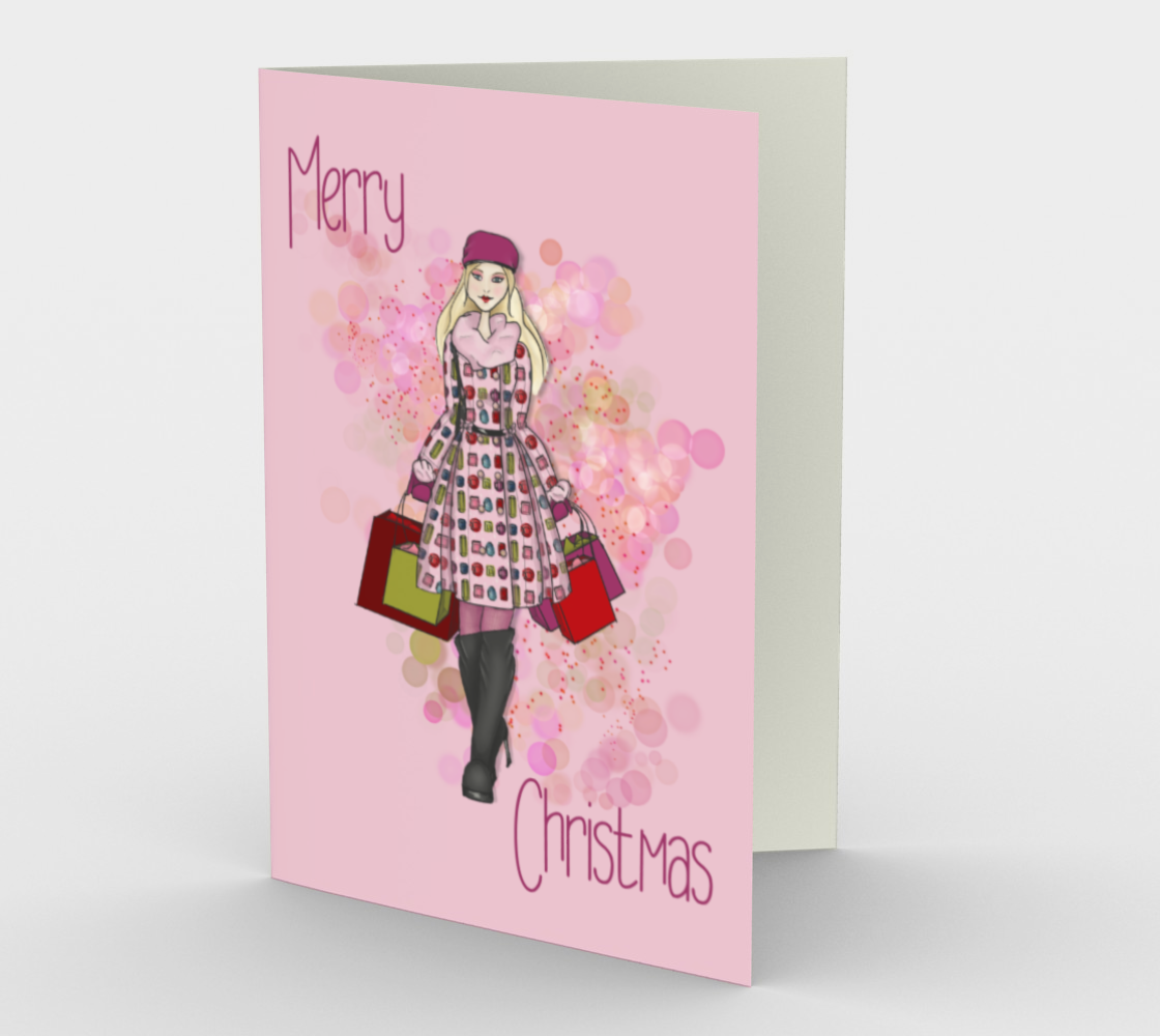 Aperçu de Shopper Girl Stationery Card Merry Christmas