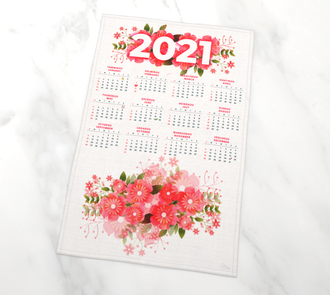2021 Kukkakalenteri Tea Towel thumbnail #3