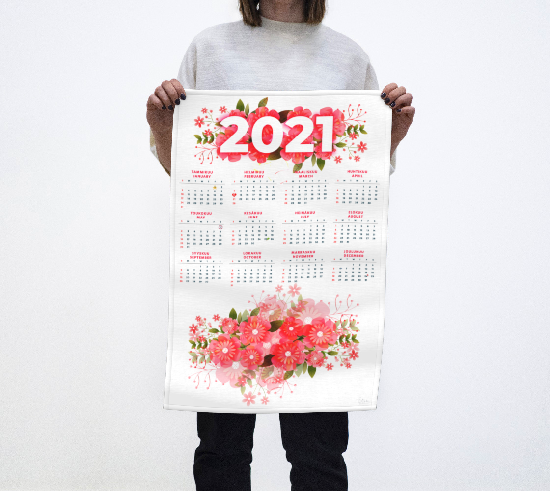 2021 Kukkakalenteri Tea Towel preview