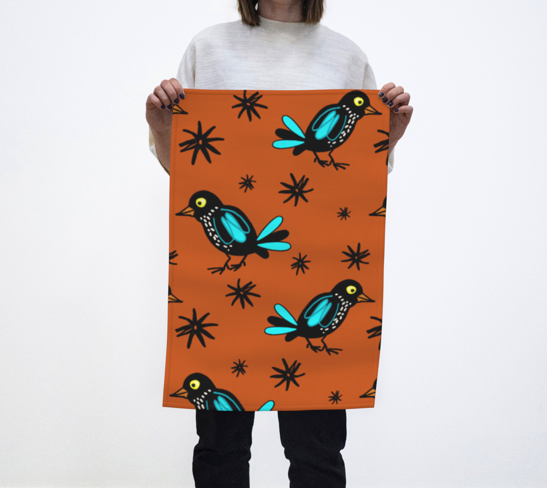 Funny Bird  Brick Tea Towel  preview