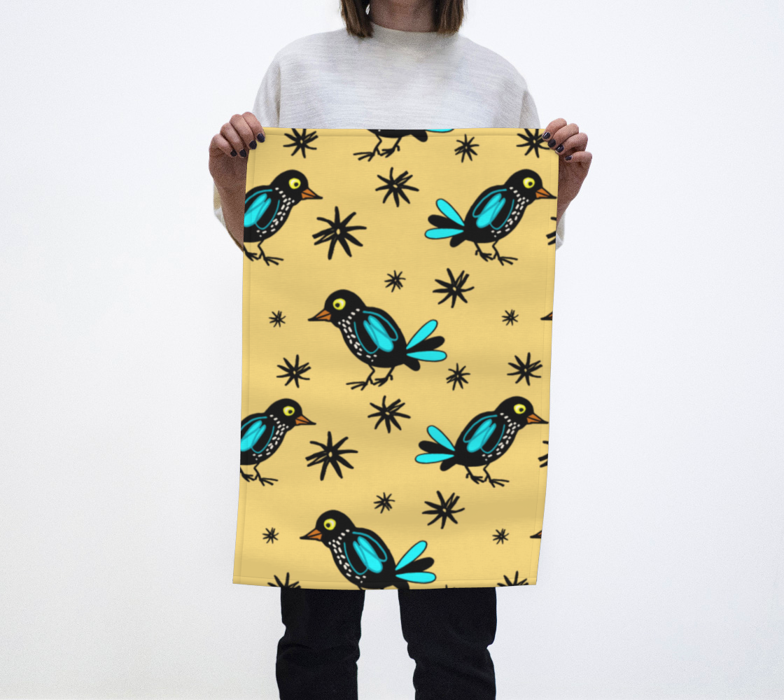 Funny Birds Yellow Tea Towel preview