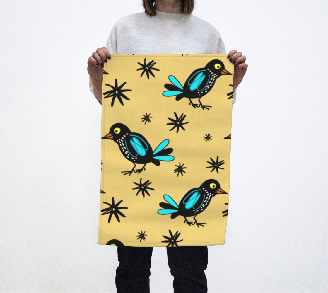 Funny Bird Yellow Tea Towel preview