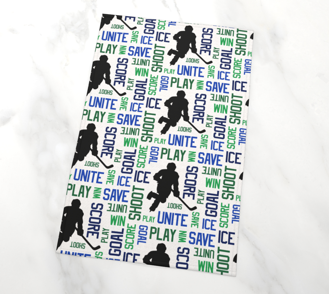 For the Love of Hockey Tea Towel - Blue & Green Miniature #3