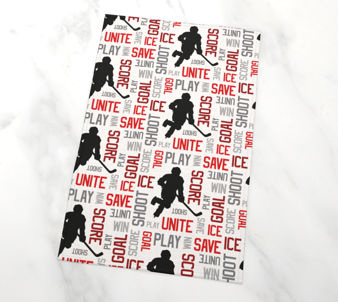 Aperçu de For the Love of Hockey Tea Towel - Red #2