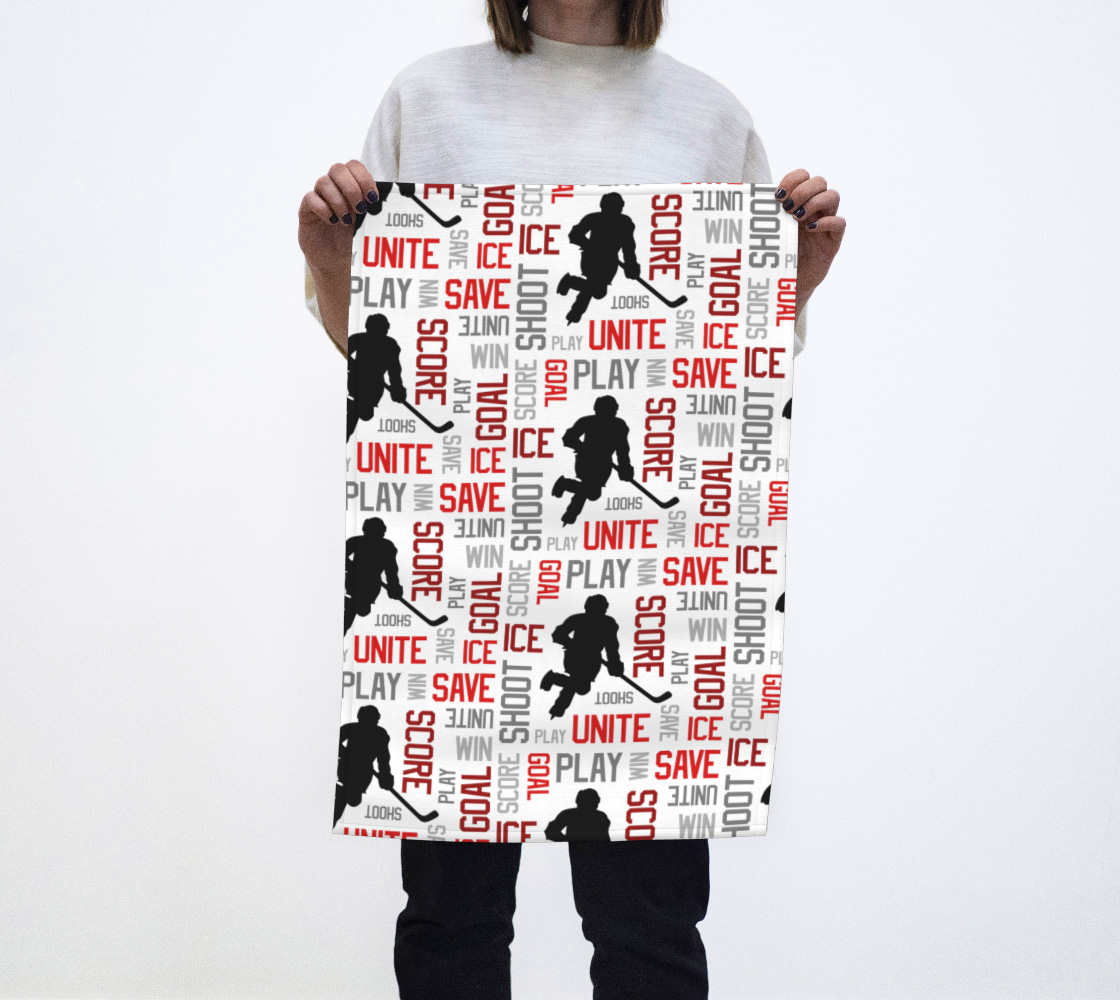 Aperçu de For the Love of Hockey Tea Towel - Red #1