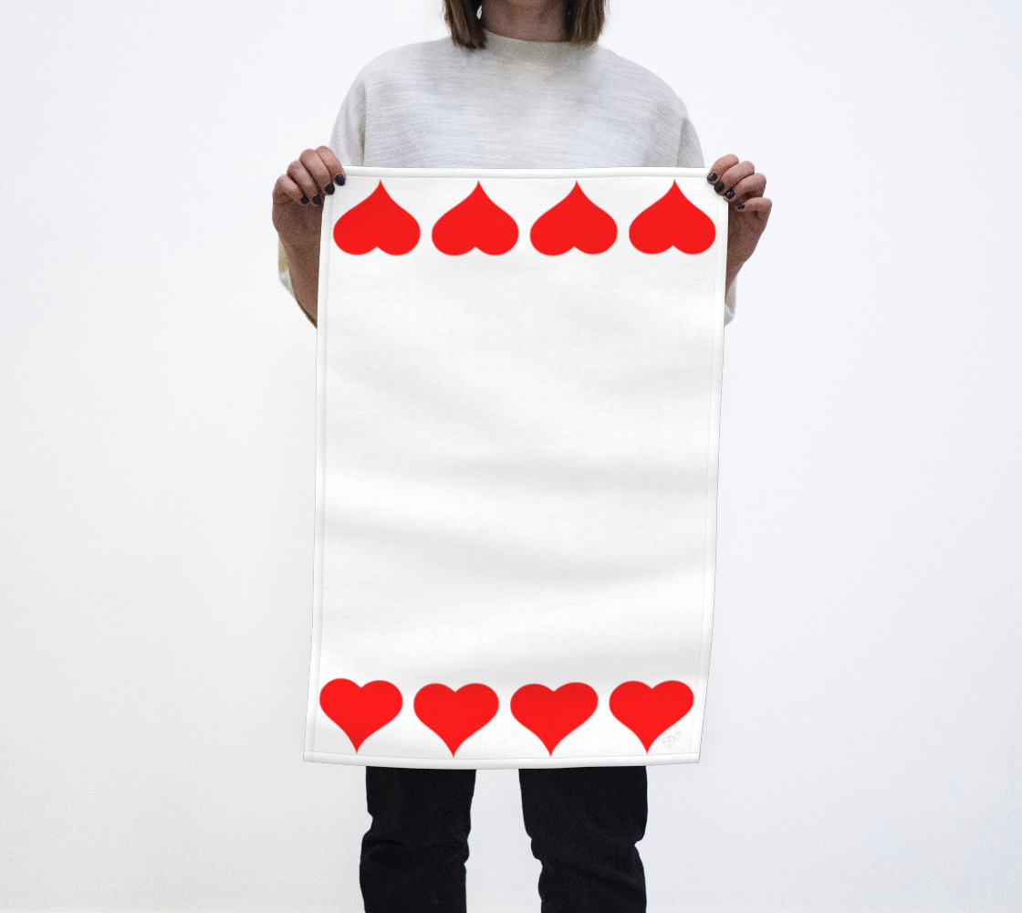 Red Hearts Tea Towel 3D preview
