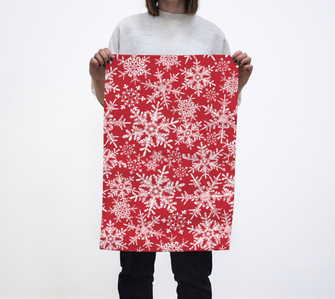 Snowflake Red Tea Towel preview