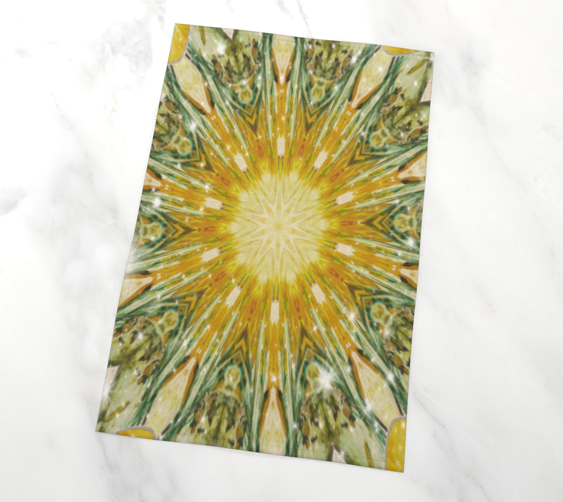 Aperçu de Yellow Green Kaleidoscope Tea Towl #2