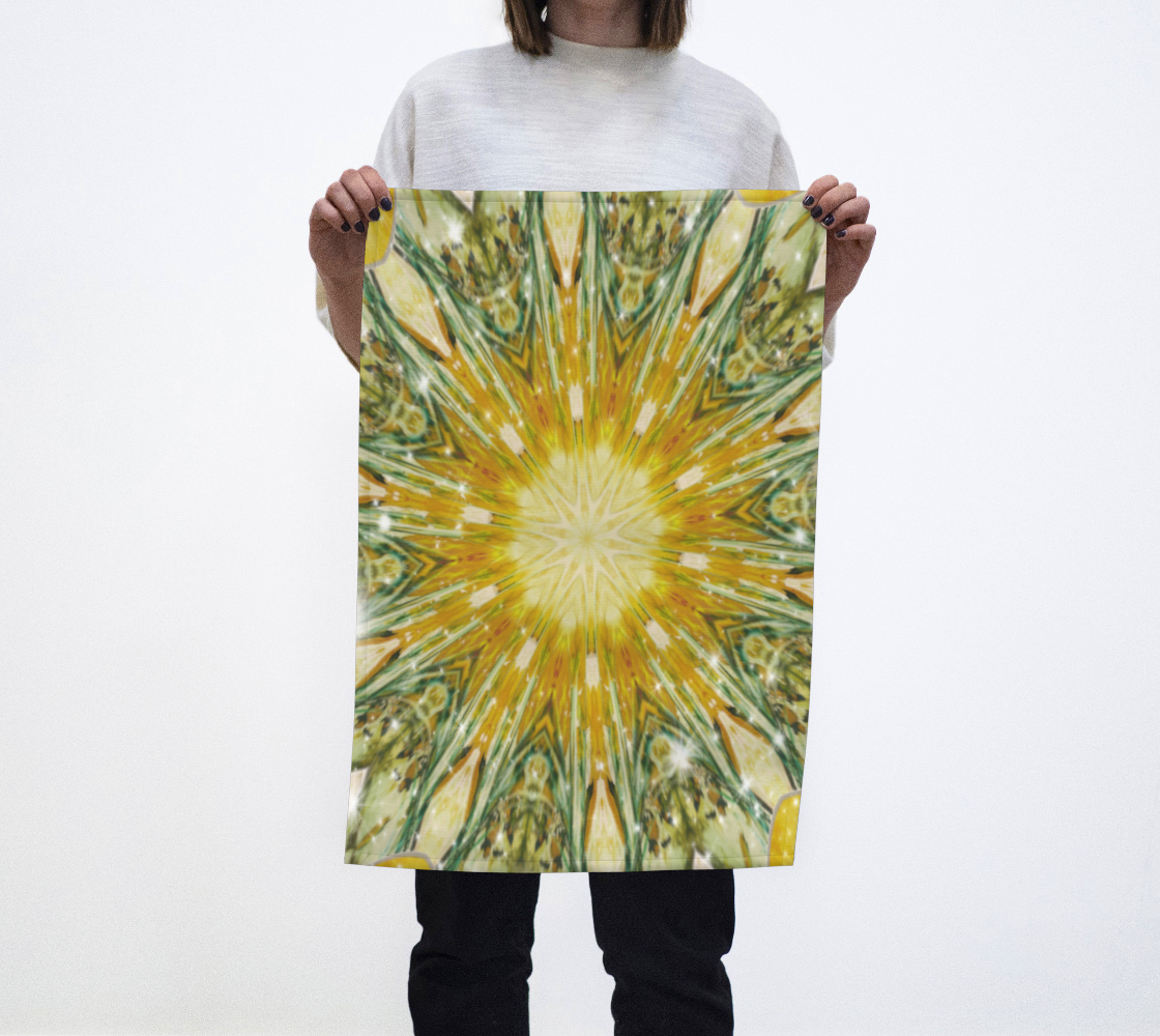 Aperçu de Yellow Green Kaleidoscope Tea Towl #1