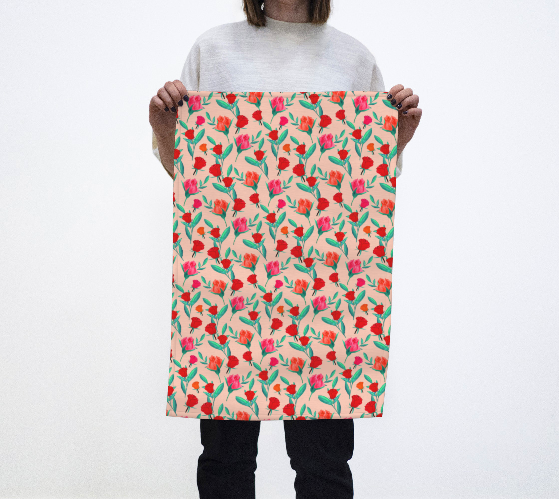 Rosebud Print - Peachy Bloom Tea Towel preview