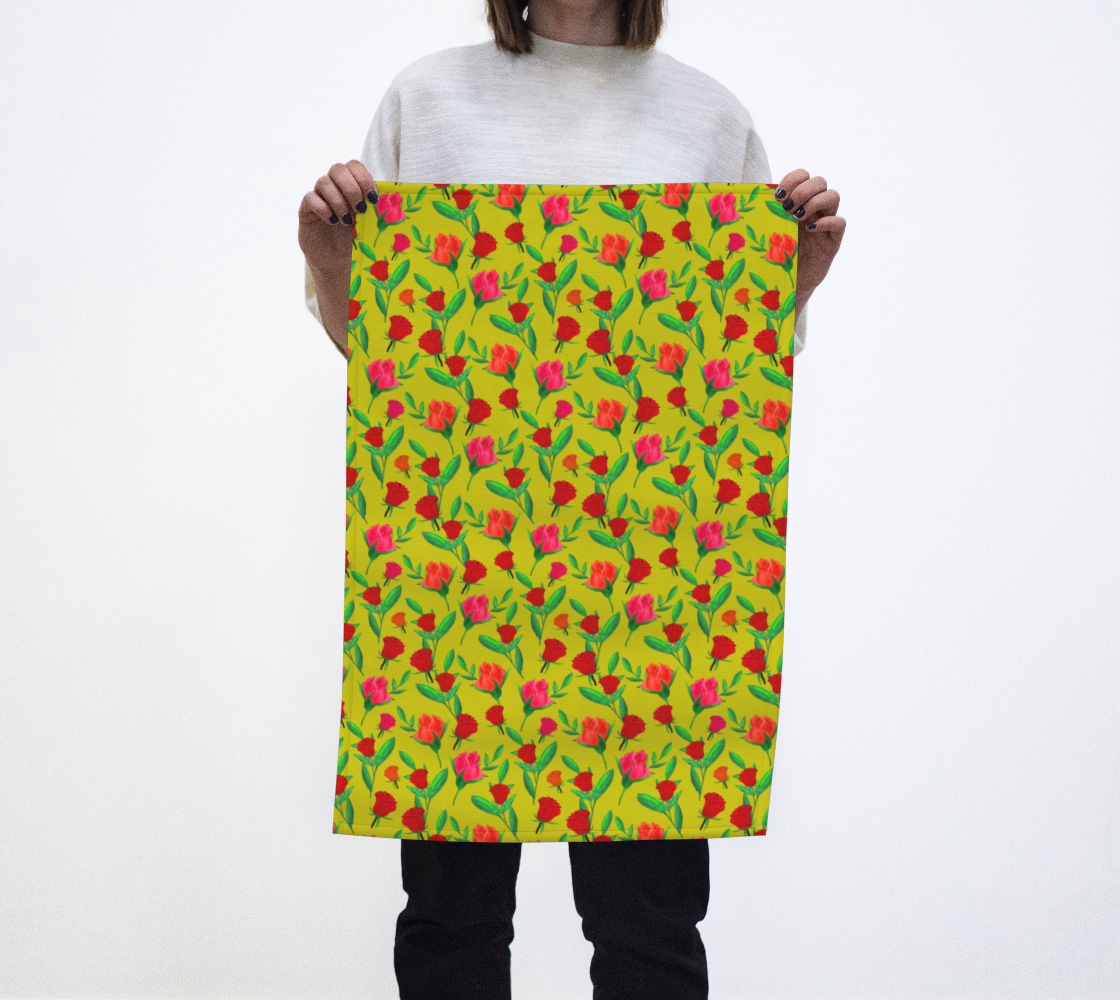 Rosebud Print - Chartreuse Tea Towel preview