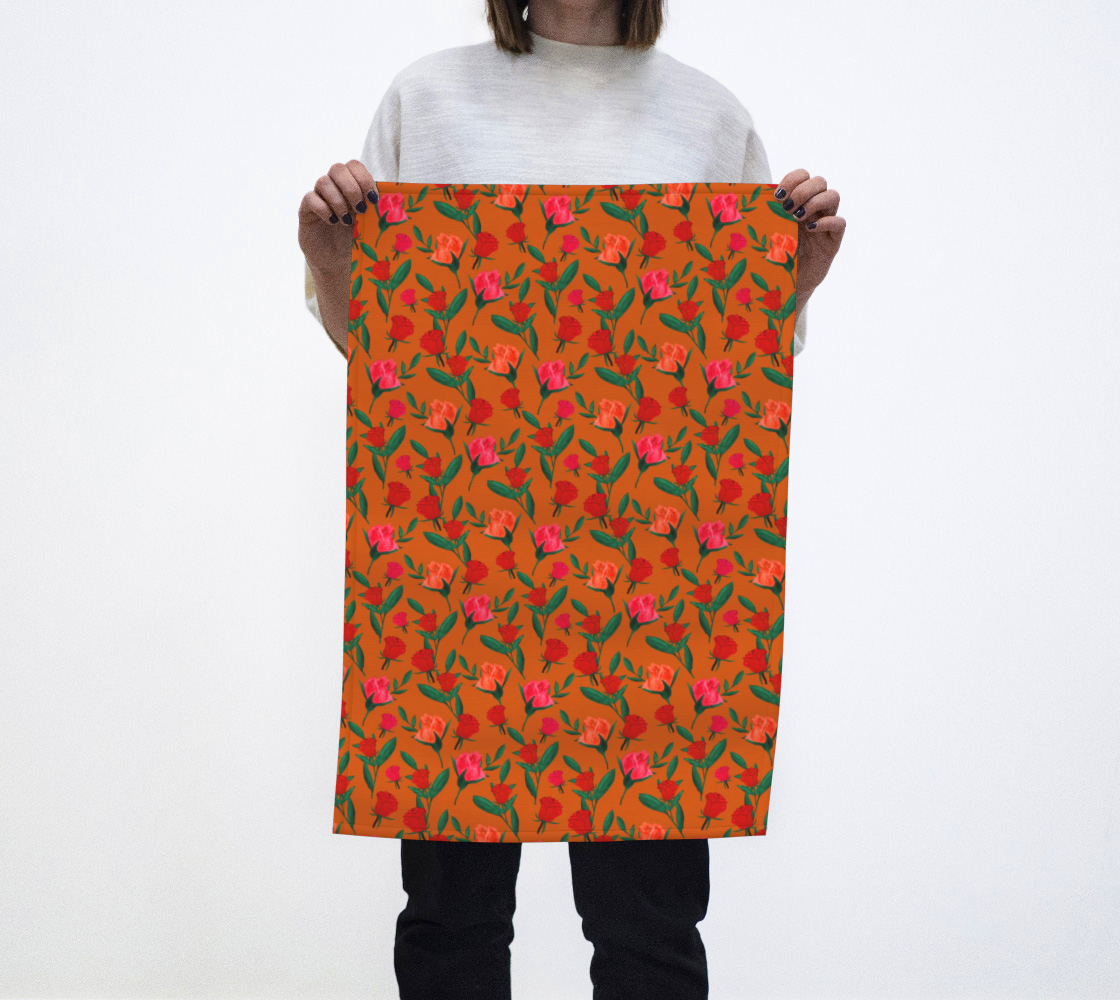Rosebud Print - Rust Orange Tea Towel preview