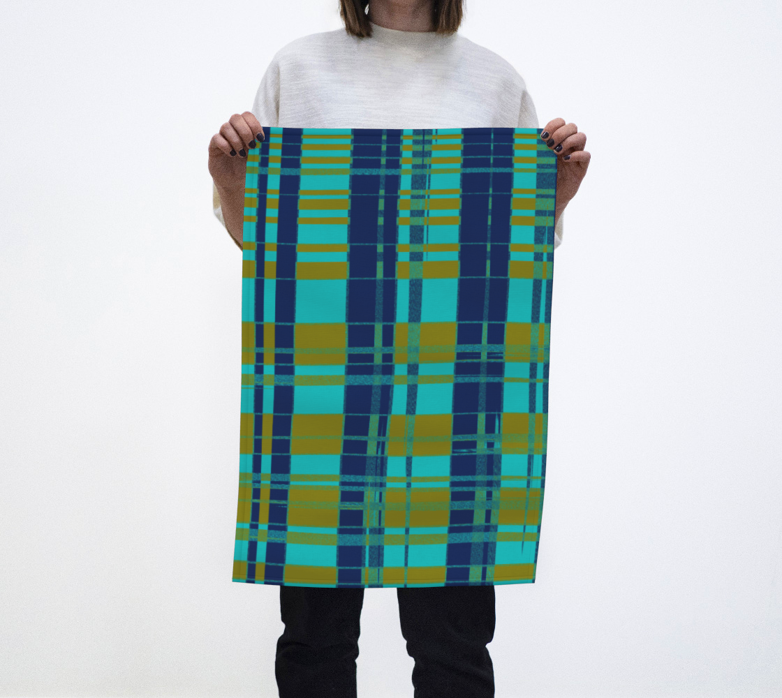 Aperçu de Blue Green Plaid Tea Towel #1