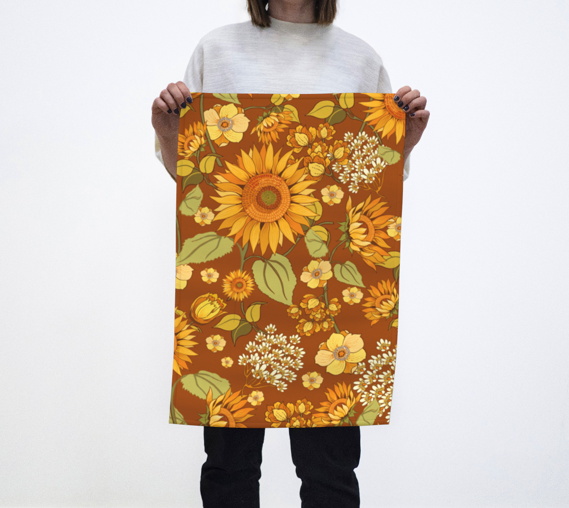 Aperçu de 70s Sunflower teatowel