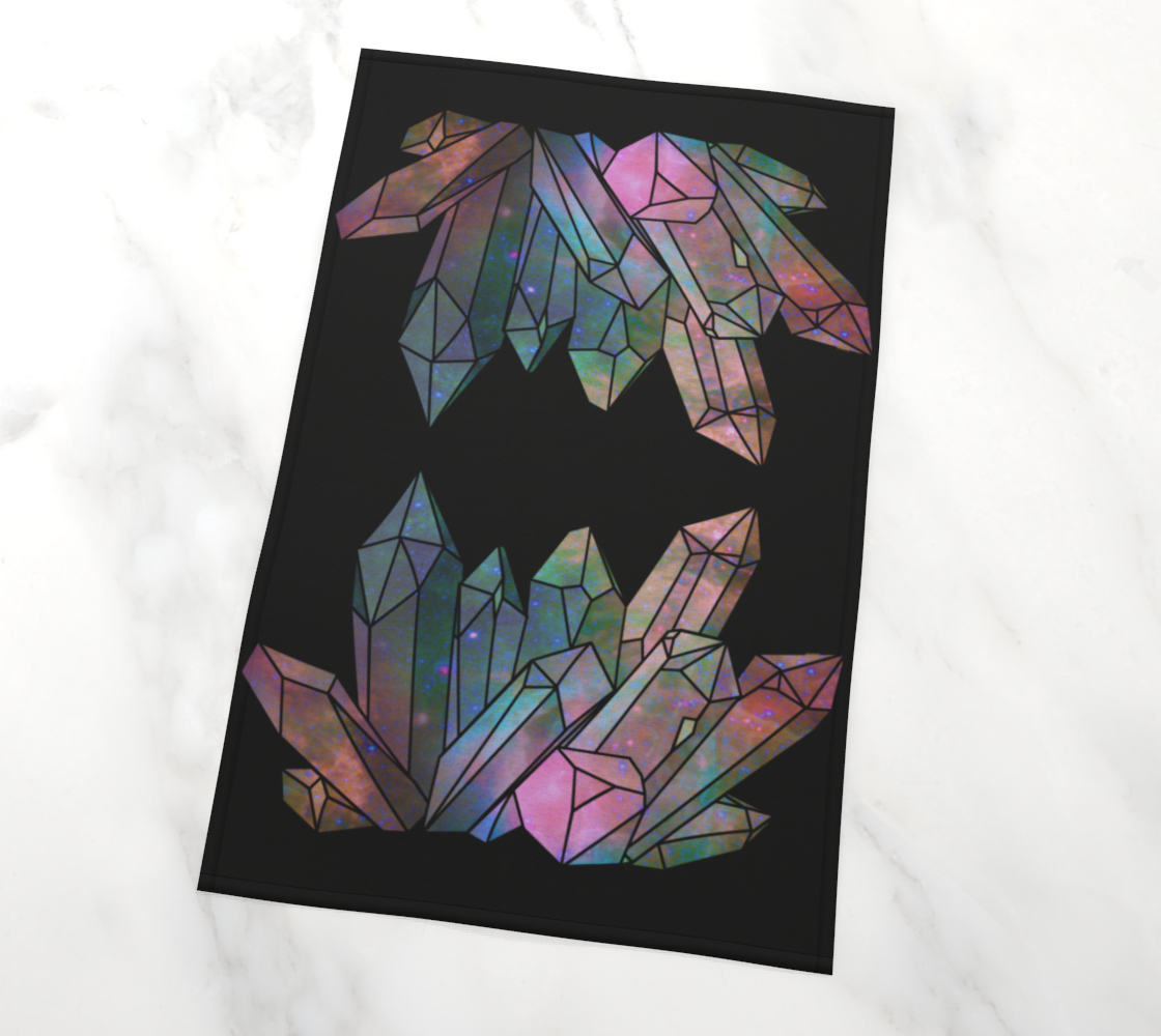 Cosmic Crystals Unicorn Rainbow Aura Tea Towel Black preview #2