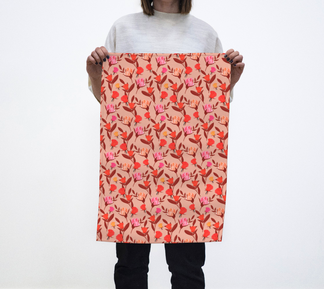 Rosebud Print - Orange Beige Tea Towel preview