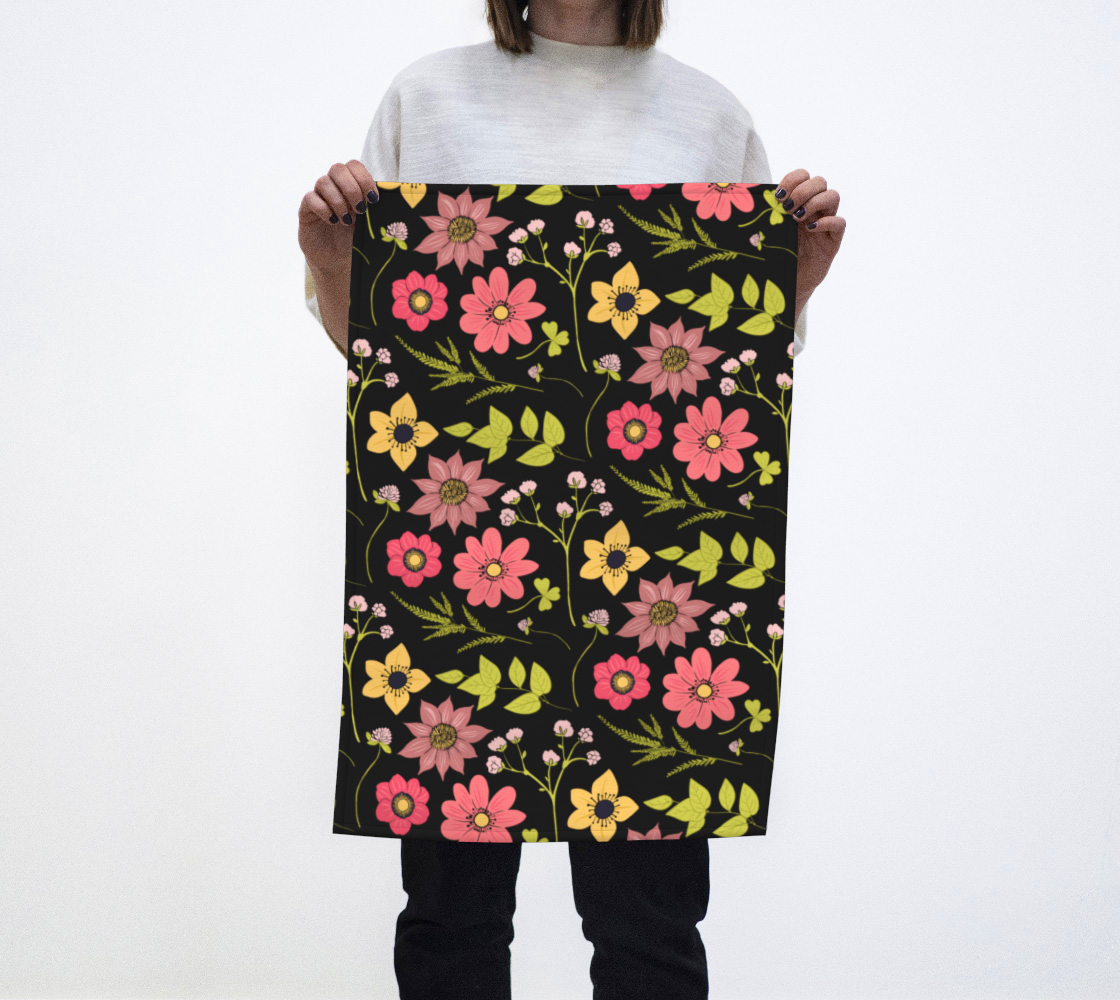 Pink & Yellow Blooms Tea Towel preview