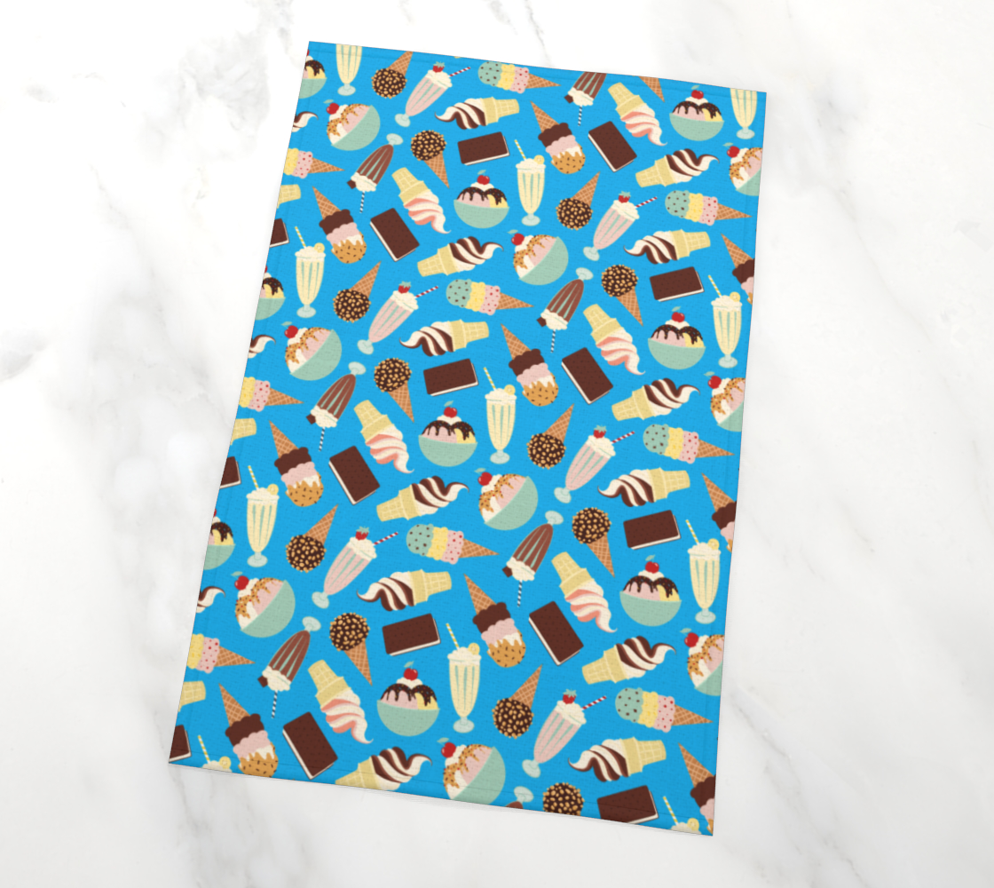Ice Cream Tea Towel (Blue) thumbnail #3