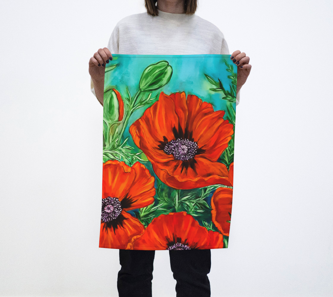 Big Bold Red Poppies Tea Towel preview