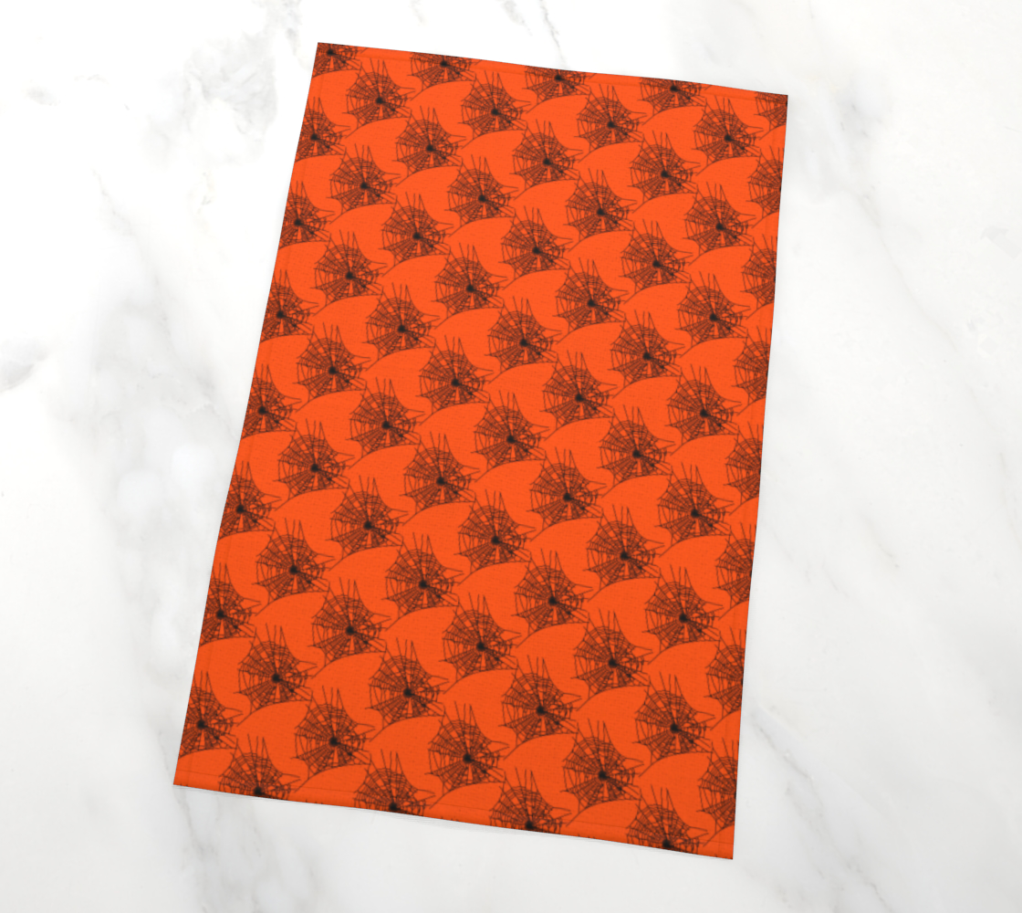 Orange Spider Web Tea Towel preview #2