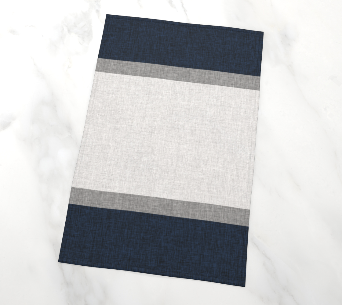 Dark Blue Grey White Crosshatch Pattern Stripe Miniature #3