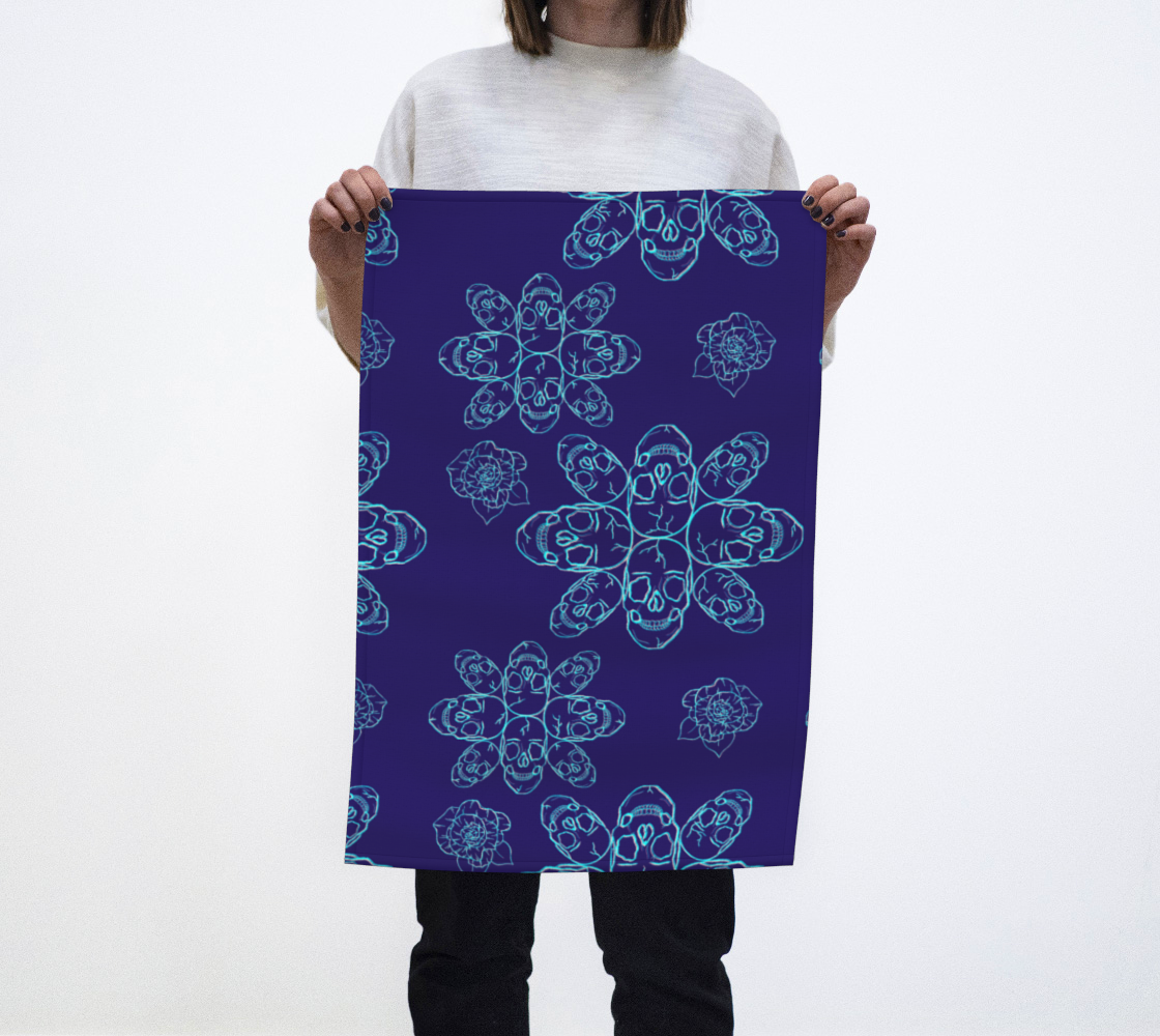 Bone Flower Blue Tea Towel preview