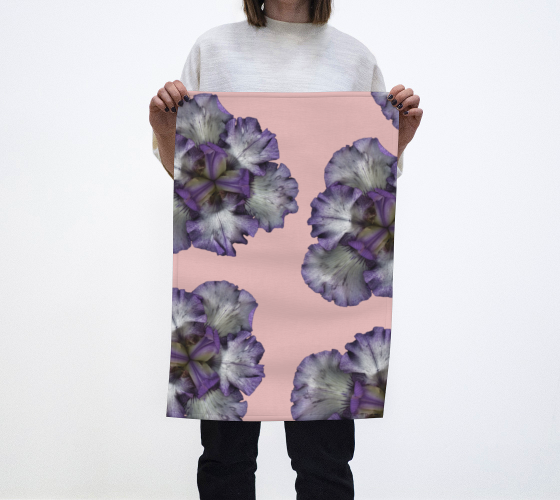 Tea Towel * Iris Constellation on Pink Kitchen Towels * Floral Kitchen Linens preview